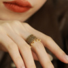 S925银圆珠豆豆流苏蕾丝镂空开口戒指女小众设计感食指指环