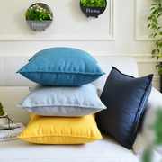 北欧风格客厅沙发纯色亚麻，抱枕靠垫大号靠枕套，床头靠背垫含芯定制