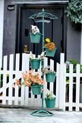 美式乡村风格铁艺做旧六桶伞形花架花园庭院园艺装饰花架