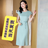 杭州真丝连衣裙女2024夏季气质女神范品牌红色纯色裙子