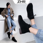 ZHR 2024秋冬季款休闲复古英伦风复古马丁靴时尚百搭平底短靴女