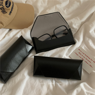 简约高级风皮面眼镜盒子大容量抗压眼镜墨镜收纳太阳镜盒黑色男女