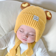 宝宝帽子秋冬天可爱超萌韩版护耳帽婴幼，儿童婴儿针织毛线帽男女童