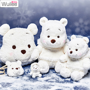 迪士尼白色小维尼熊公仔毛绒，玩具圣诞节雪白色，维尼熊抱枕生日礼物