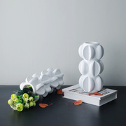 现代简约几何形螺旋白色抽象花瓶样板房间轻奢售楼处软装饰品摆件