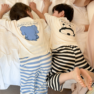 儿童睡衣莫代尔夏季薄款男女童家居服男女孩宝宝七分袖空调服套装