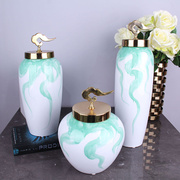 创意图案现代家居摆件 陶瓷工艺品三件套花瓶