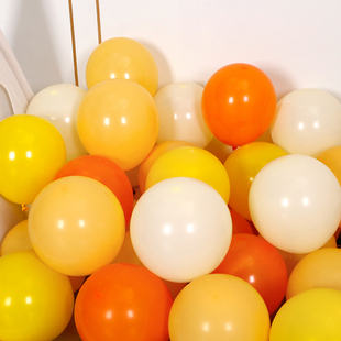 马卡龙(马卡龙)黄色系(黄色系，)气球加厚哑光圆形柠檬黄橙色幼儿园布置秋天主题装饰