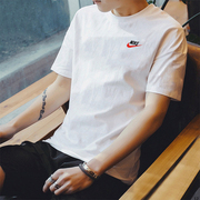 Nike耐克T恤男短袖夏季白色纯棉半袖运动男士体恤衫