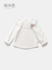 婴儿加绒蕾丝大翻领打底衫秋冬女宝宝纯棉娃娃衫女童白色T恤