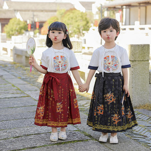 国风马面裙套装儿童古风汉服幼儿园毕业舞蹈服装小学六一表演服夏