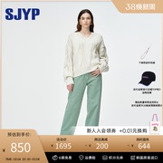 SJYP韩国设计感裤子2023冬季时尚宽松直筒纯棉灯芯绒长裤女