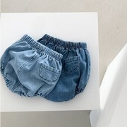 韩版婴幼儿童装牛仔灯笼裤男女，宝宝短裤1岁花苞裤，6个月夏季包屁裤