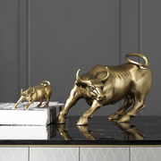 现代时尚黄铜牛摆件客厅酒柜创意轻奢个性办公室摆设桌面装饰
