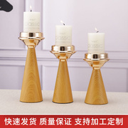加工订制仿木纹蜡烛台烛光，晚餐浪漫摆件香薰蜡烛杯创意工艺品