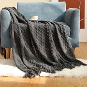 北欧沙发毯盖毯针织毛毯，披肩毯流苏，空调毯床尾巾纯色夏凉毯