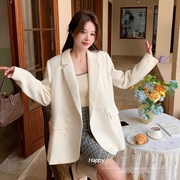 春秋季面料西装外套女白色显瘦百搭休闲常规韩式小众时尚潮流