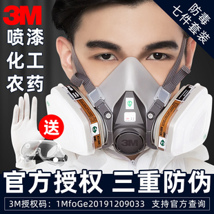 3m防毒面具6200喷漆专用防化工，气体工业粉尘鼻覃防护面罩呼吸脸罩