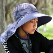 全方位防护青少年夏天户外帽子遮阳帽学生亲子，帽护颈防紫外线爬山