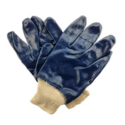 蓝色耐油手套劳保耐磨加厚帆布浸胶防滑耐N酸碱工作工地干活手套