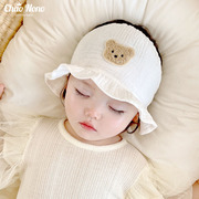 夏季薄款婴儿纱布帽子纯棉男女宝宝护囟门帽可爱新生儿胎帽遮阳帽