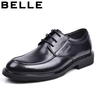Belle/百丽男鞋2024英伦风系带男皮鞋牛皮商务正装德比鞋婚鞋