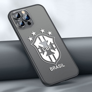 适用苹果14PROMAX巴西队手机壳iPhone13PROMAX足球队磨砂壳12代玻璃镜头全包外壳11PROMAX防摔保护套半透明