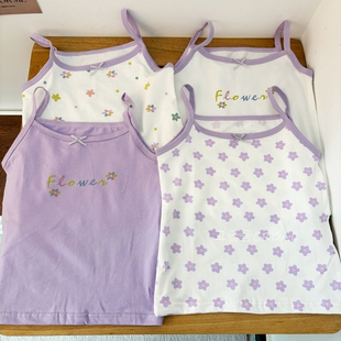 紫色儿童背心夏装女童小吊带宝宝，t恤童装婴儿，上衣女孩衣服打底衫