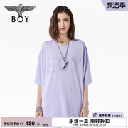 boylondon潮牌针织衫女熏衣紫鼓波提花ovesrsize冰丝，感短袖n60000