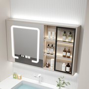 浴室玻璃门吊柜智能镜柜卫生间，防水实木壁挂卫浴镜置物架带格镜柜