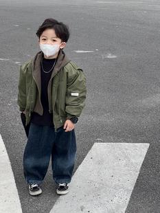 韩国童装秋冬季儿童假两件连帽棉衣男女童，帅气夹克夹棉棒球外套潮
