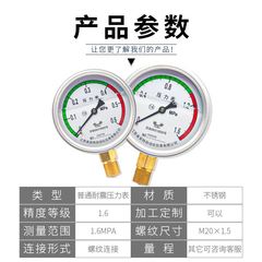 销淮仪普通耐震压力表1.6mpa 水泵压力表 普通耐震压力表品