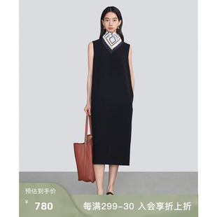 THE MOLAB 三醋酸圆领无袖直身连衣裙 重磅日本进口三醋酸连衣裙