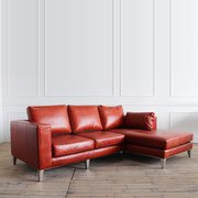 北欧皮艺沙发头层油蜡皮，美式创意客厅，牛皮转角沙发组合家具