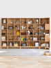 纯实木书架组合全红橡木置物架，书柜简约高开放式原木，满整墙可定制