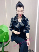 韩版时尚格子短款外套女士，秋冬长袖收腰西装领显瘦百搭气质上衣