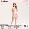 AooRaa原创设计 小香风粉色珍珠泡泡袖上衣半身裙短两件套装夏