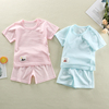 宝宝纯棉镂空短袖套装婴儿夏季空调，服儿童透气睡衣男女童薄款夏装