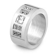 欧美个性9MM双排对称镶锆不锈钢钛钢戒指时尚简约戒指女
