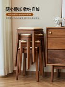 白蜡木实木凳子家用高板凳(高板凳，)可叠放客厅餐厅矮凳方凳小板凳加厚餐凳