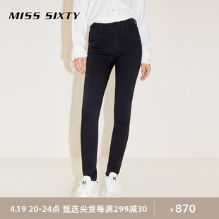 misssixty2024春季牛仔裤女黑色，显瘦修身小脚铅笔，裤弹力百搭