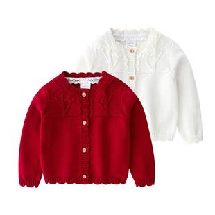 婴儿毛线衣秋冬女宝宝针织开衫短装婴儿衣服百搭洋气针织毛衣外套
