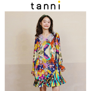 tanni秋冬小众设计复古减龄小A版衬衫领连衣裙TL31DR007A
