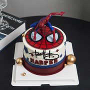 超级英雄蛋糕装饰品儿童，生日蛛网摆件派对插件网红创意，甜品台装扮