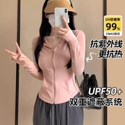 冰丝防晒衣女2024小个子修身防紫外线轻薄外套运动瑜伽服上衣