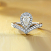 帝兰珠宝18K白金水滴钻石戒指女戒 克拉群镶钻戒求婚结婚戒指