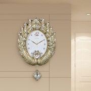 高档欧式孔雀挂钟客厅艺术钟表，创意时尚静音挂表家用时钟壁挂北欧