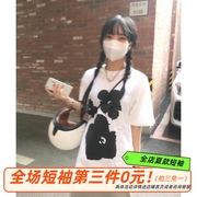 凡他姨古早画风复古花朵印花T恤纯棉圆领短袖上衣女夏休闲tee