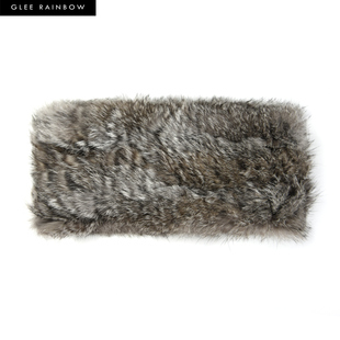 gleerainbow獭兔黑白灰色毛皮草(毛，皮草)弹力，保暖冬季造型毛毛发带