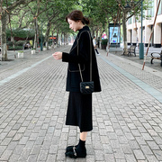 小个子黑色短款双面羊绒，大衣女2023高端羊毛，呢子大衣外套秋冬